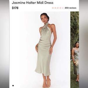 SHOW ME UR MUMU SAGE GREEN MIDI HALTER DRESS